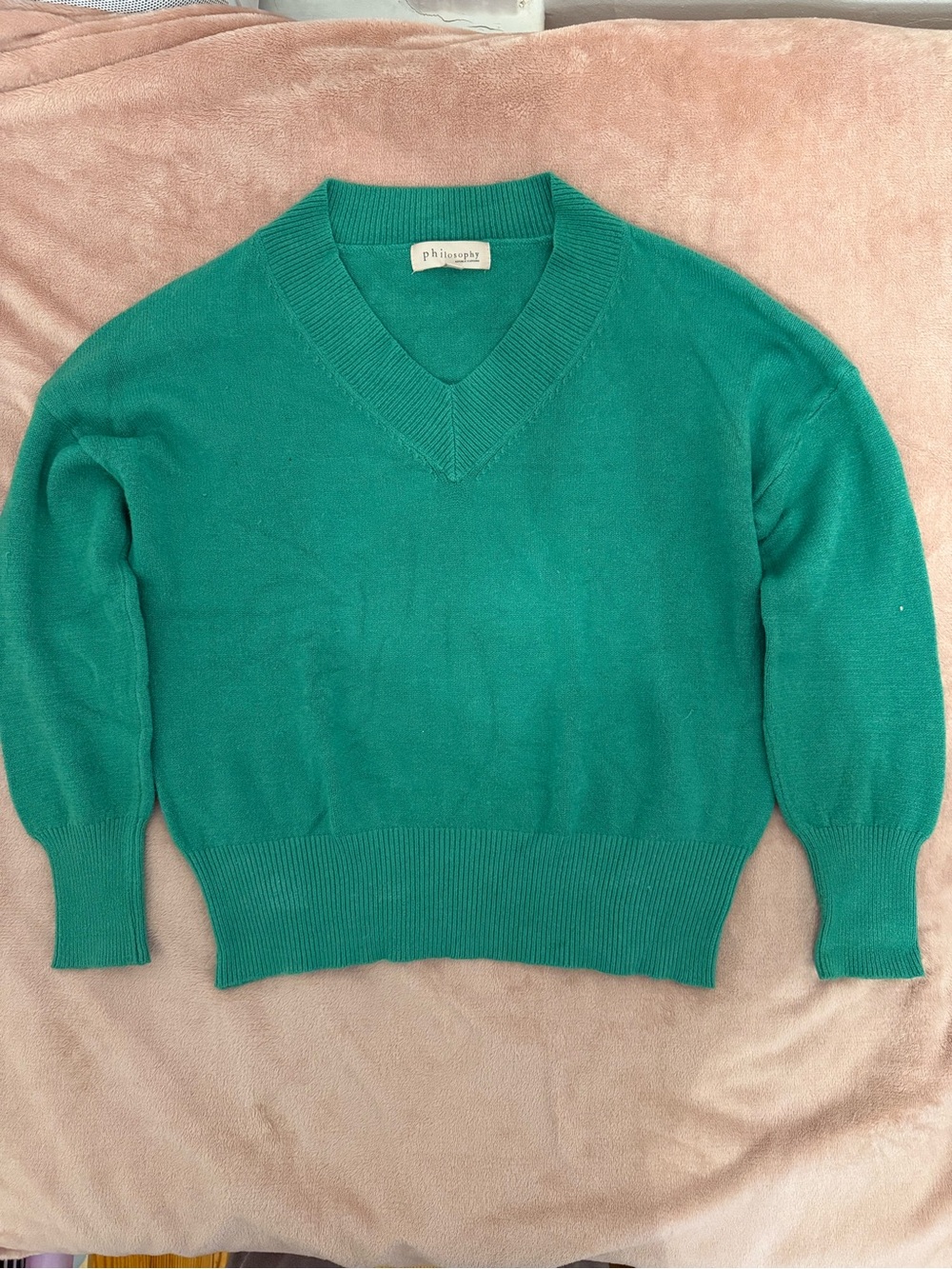Philosophy Teal Green V-Neck Women's Sweater